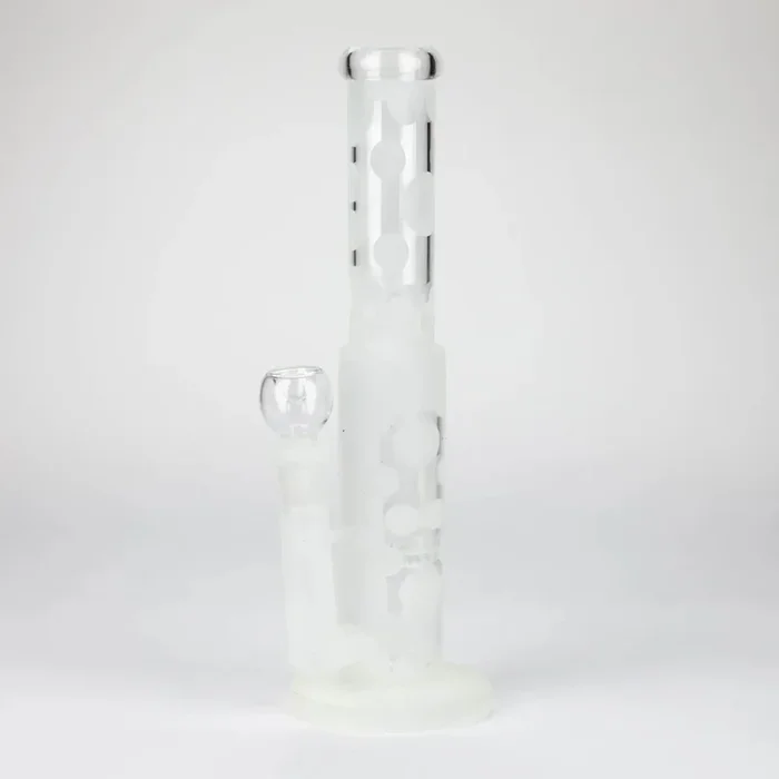 14″ Glow In The Dark Straight Tube glass Bong With Honey Comb Diffuser
