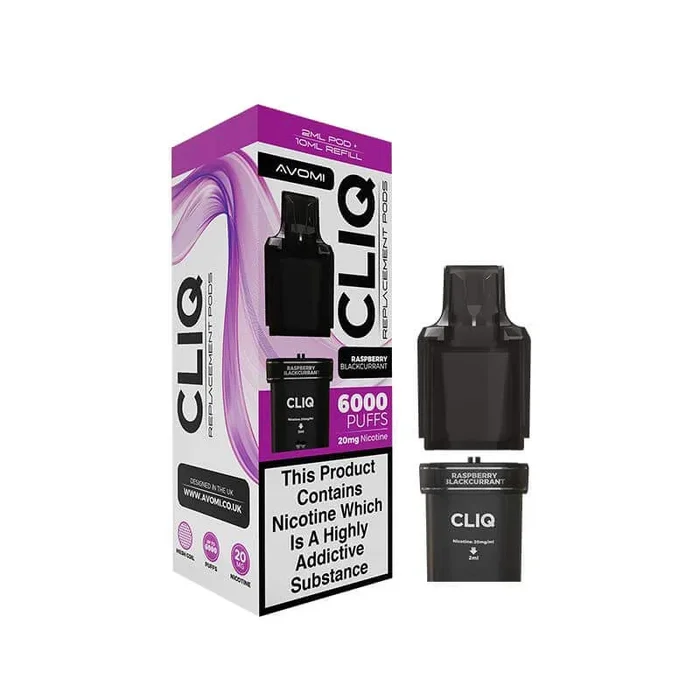 Avomi CLIQ Prefilled Vape Pod + Refill – Raspberry Blackcurrant
