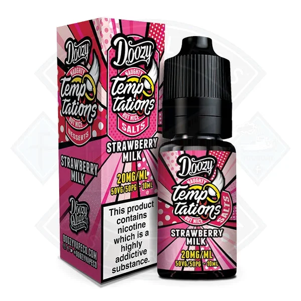 Doozy Vape Temptations Salts Strawberry Milk 50/50 10ml e-liquid