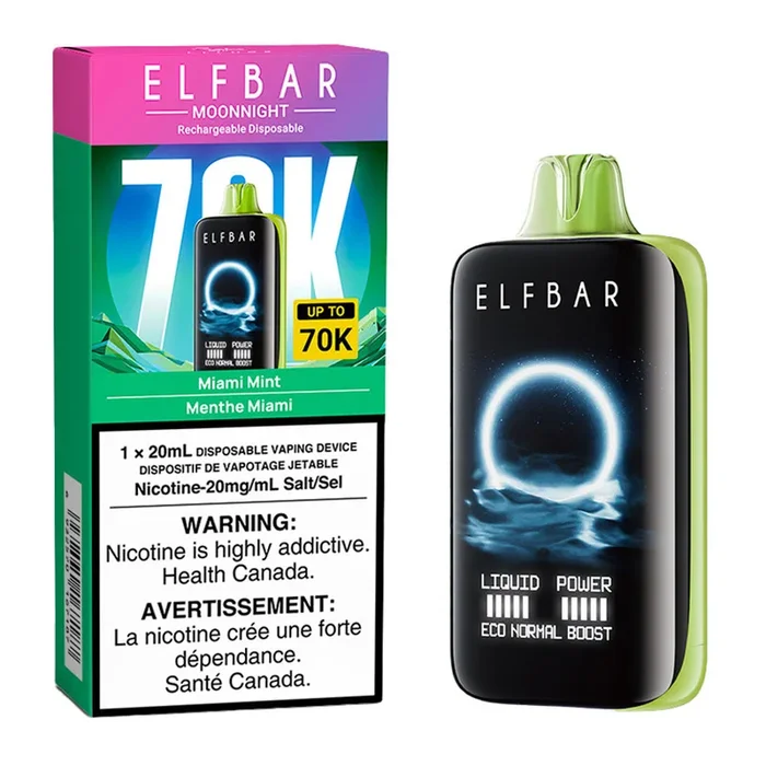 Elf Bar MoonNight 70K Disposable Vape Device – Miami Mint 20ml