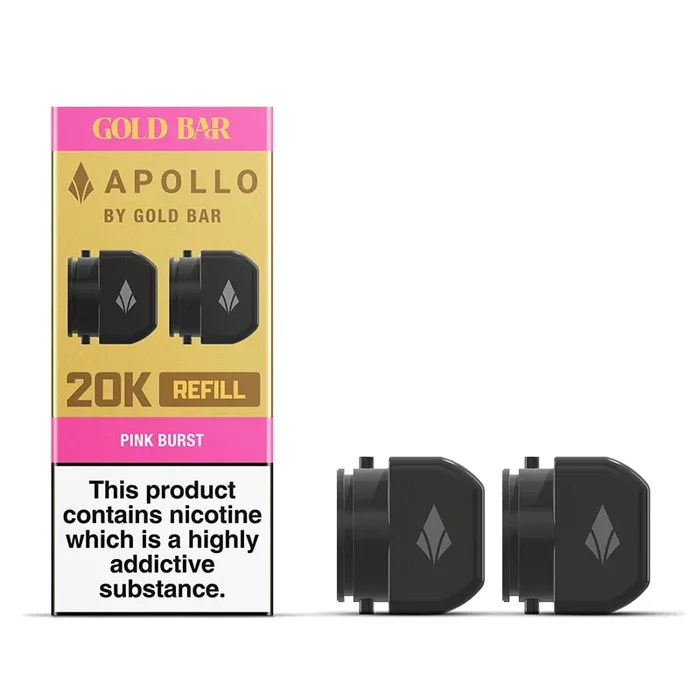 Gold Bar Apollo Pink Burst Prefilled Vape Pods 20mg – 2 Pods